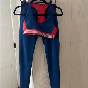 Oiselle Blue and Red Activewear Set (reversible) 06